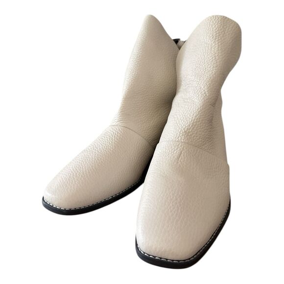 GOLO Scrunch Leather Bootie Back Zip Draped Ankle Boots Size 8 Womens White - Picture 1 of 12